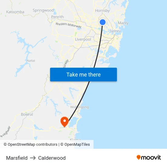 Marsfield to Calderwood map