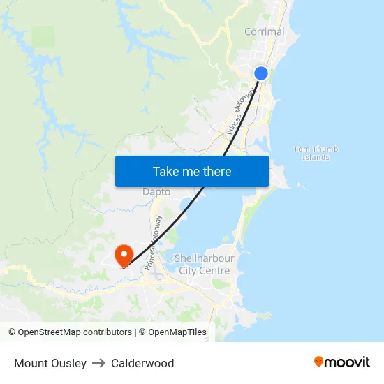 Mount Ousley to Calderwood map