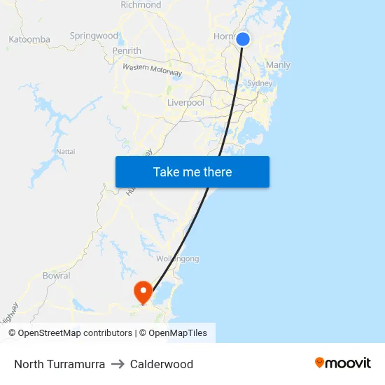 North Turramurra to Calderwood map