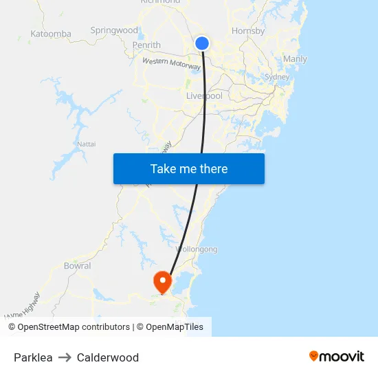 Parklea to Calderwood map