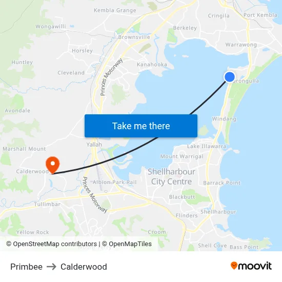 Primbee to Calderwood map