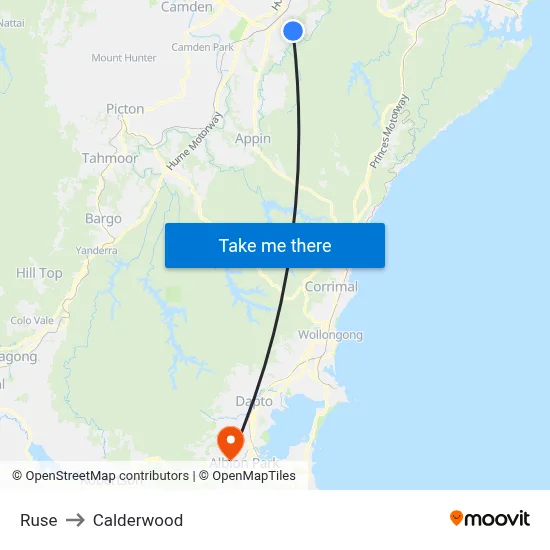 Ruse to Calderwood map