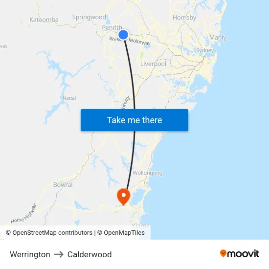 Werrington to Calderwood map