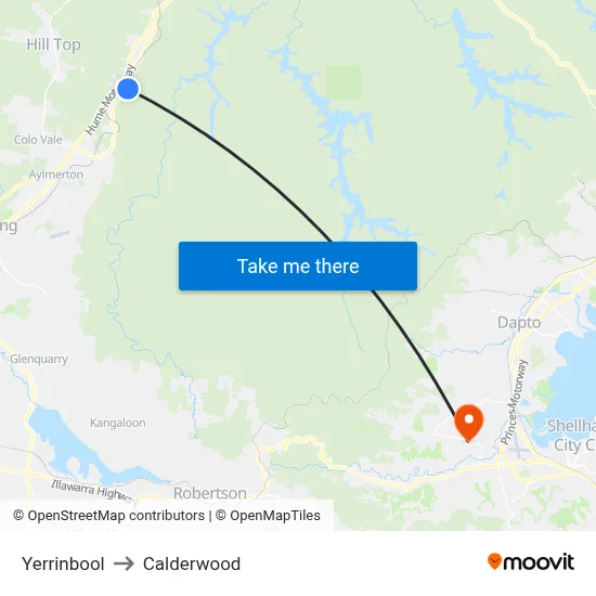 Yerrinbool to Calderwood map