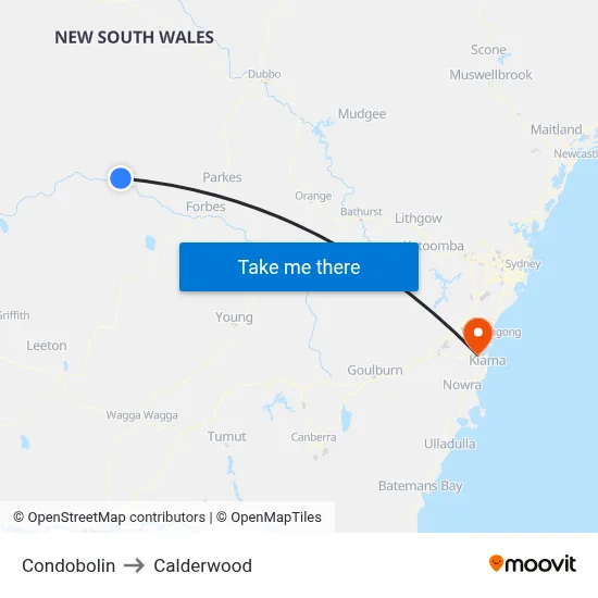 Condobolin to Calderwood map