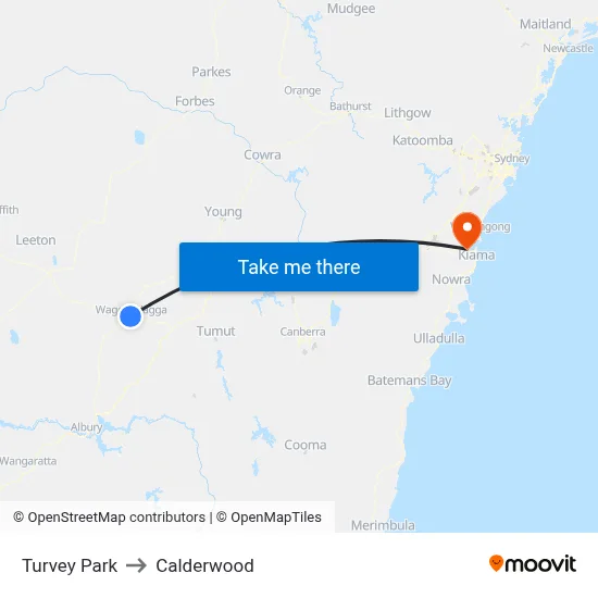 Turvey Park to Calderwood map