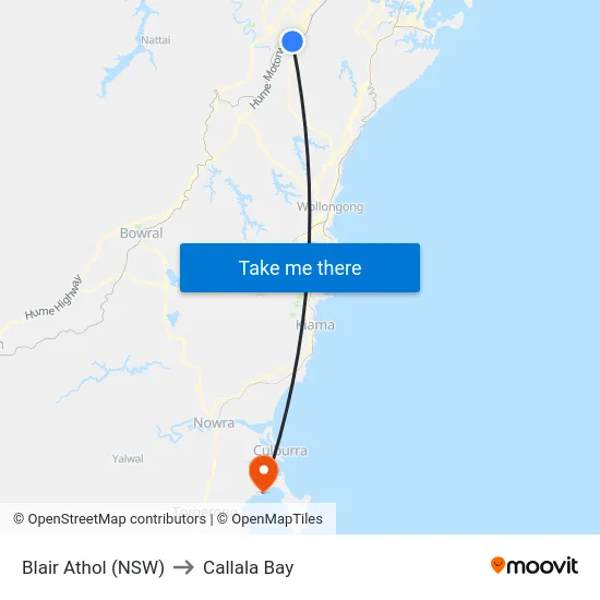 Blair Athol (NSW) to Callala Bay map