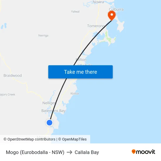 Mogo (Eurobodalla - NSW) to Callala Bay map