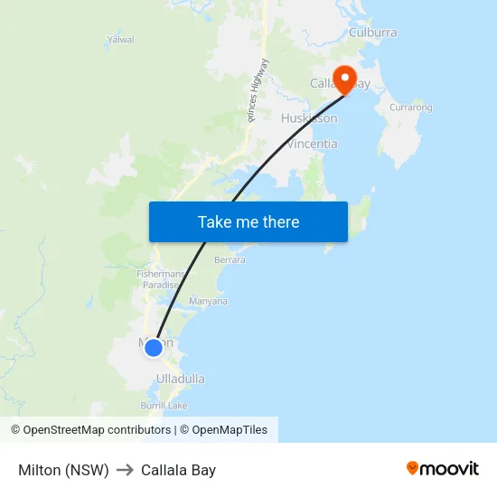 Milton (NSW) to Callala Bay map