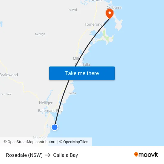 Rosedale (NSW) to Callala Bay map