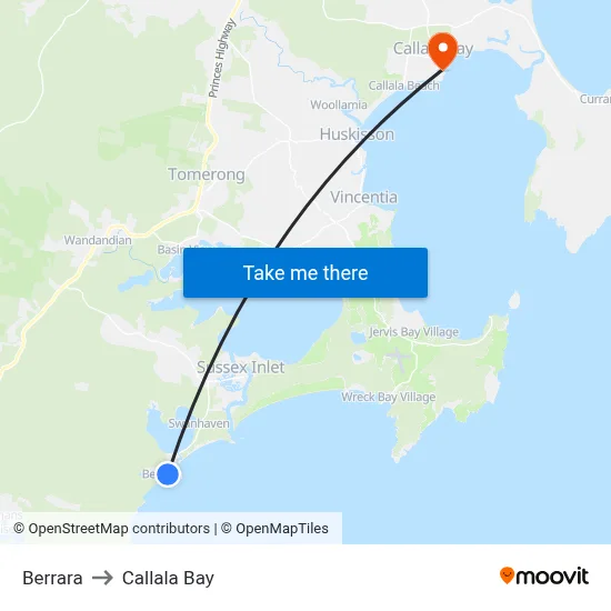 Berrara to Callala Bay map