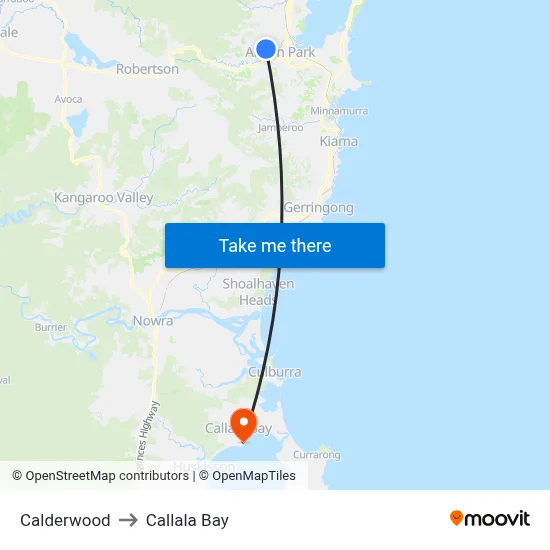 Calderwood to Callala Bay map