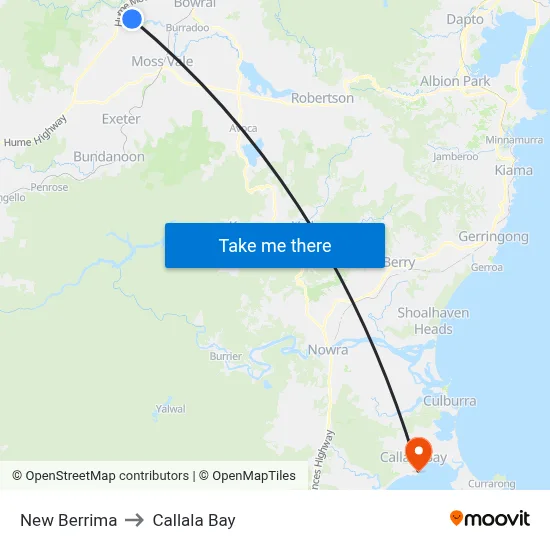 New Berrima to Callala Bay map