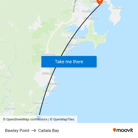 Bawley Point to Callala Bay map