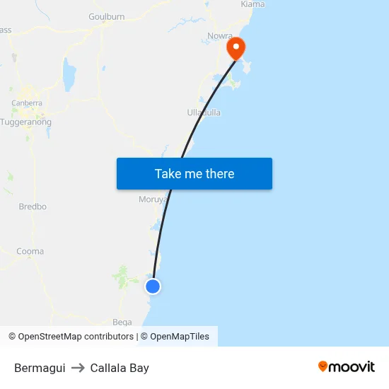 Bermagui to Callala Bay map