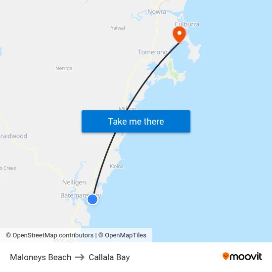 Maloneys Beach to Callala Bay map