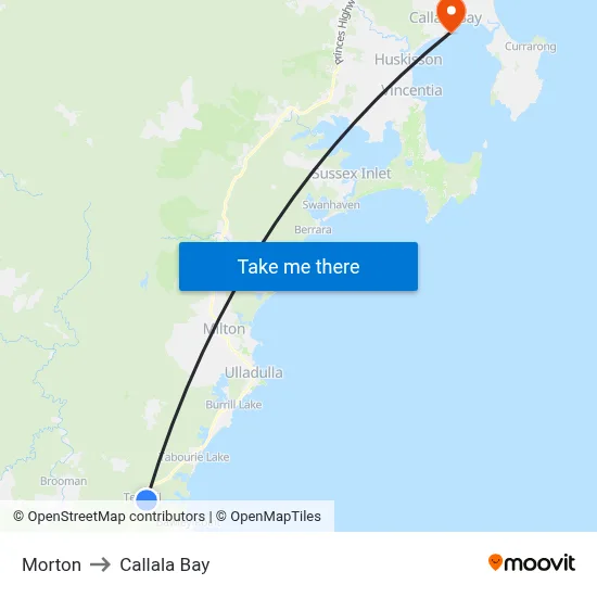 Morton to Callala Bay map