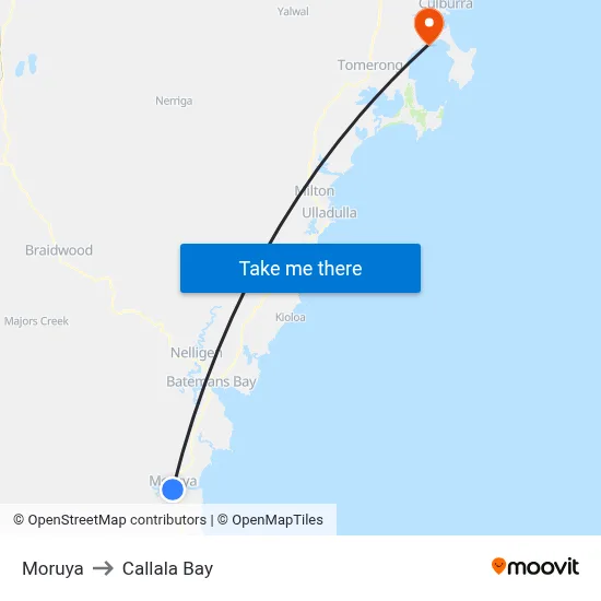 Moruya to Callala Bay map