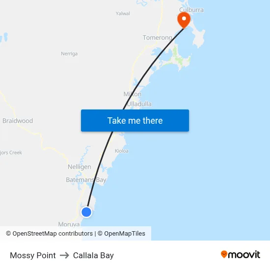 Mossy Point to Callala Bay map