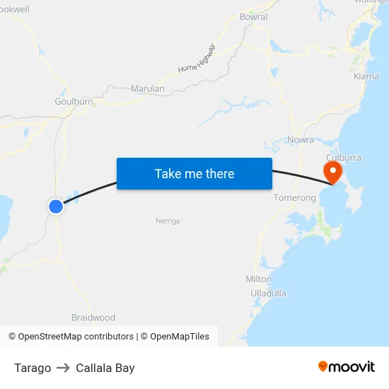 Tarago to Callala Bay map