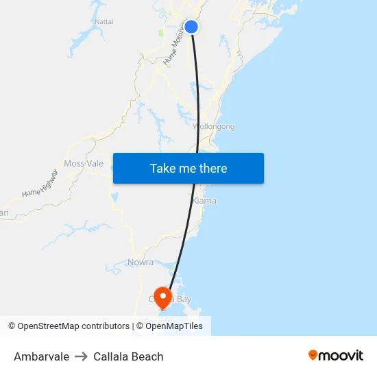 Ambarvale to Callala Beach map