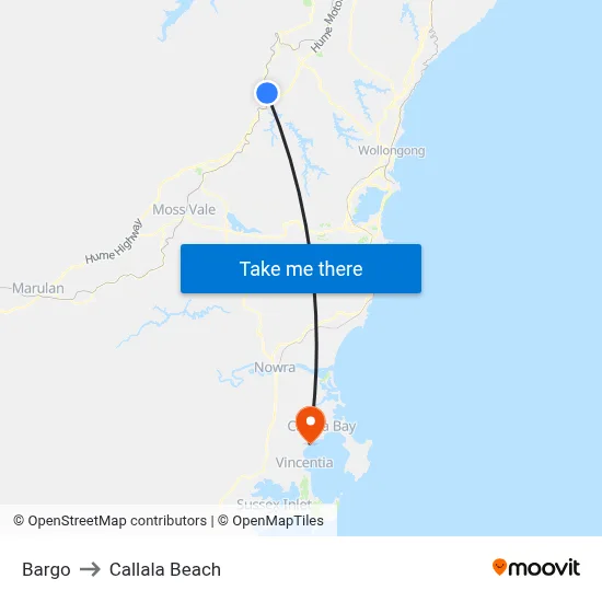 Bargo to Callala Beach map
