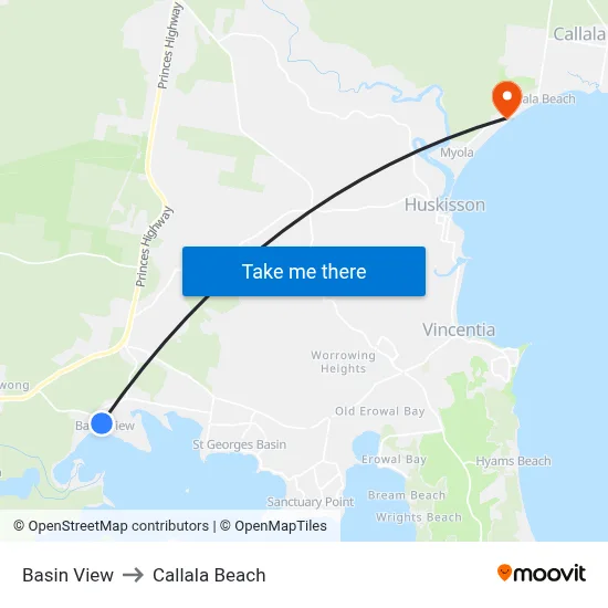Basin View to Callala Beach map