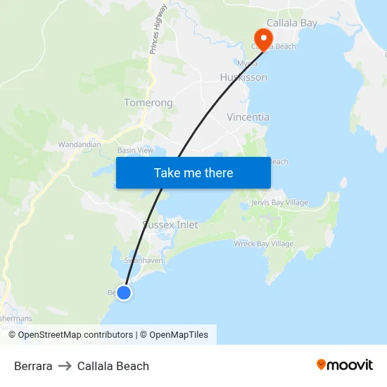 Berrara to Callala Beach map