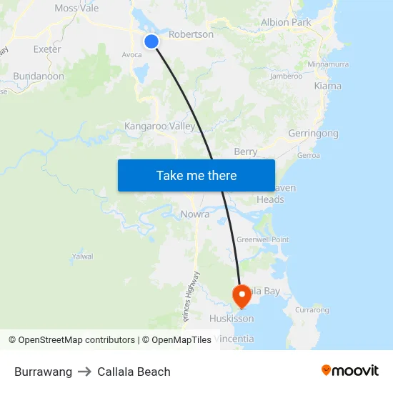 Burrawang to Callala Beach map