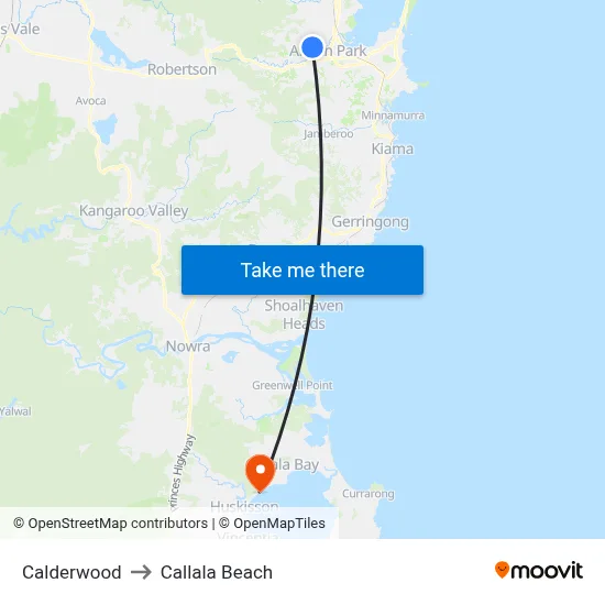 Calderwood to Callala Beach map