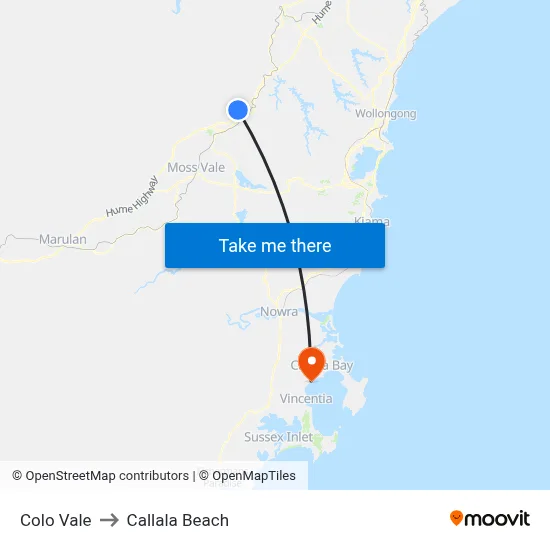 Colo Vale to Callala Beach map