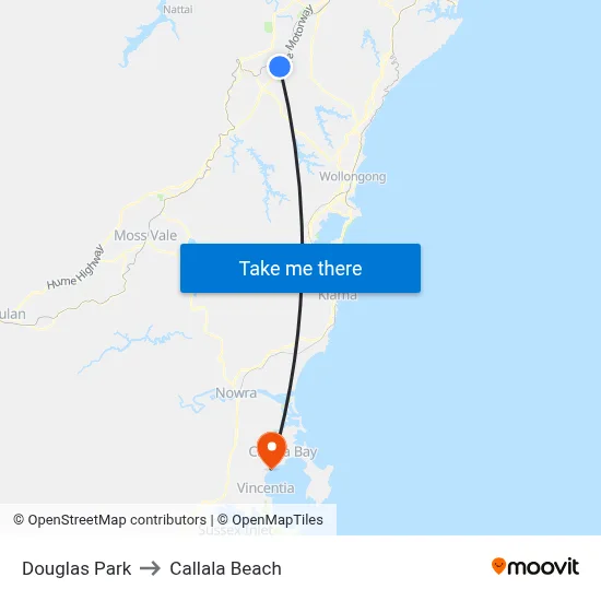 Douglas Park to Callala Beach map
