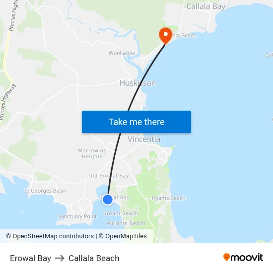 Erowal Bay to Callala Beach map
