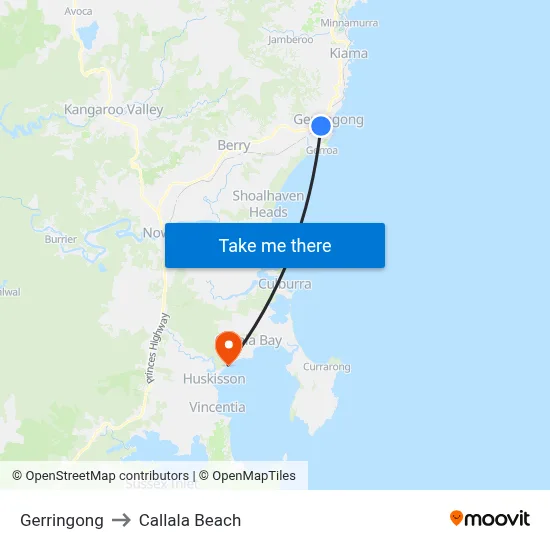 Gerringong to Callala Beach map