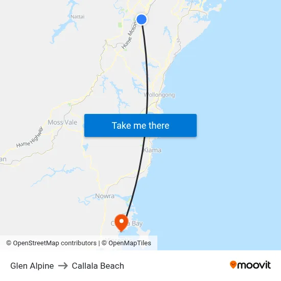 Glen Alpine to Callala Beach map