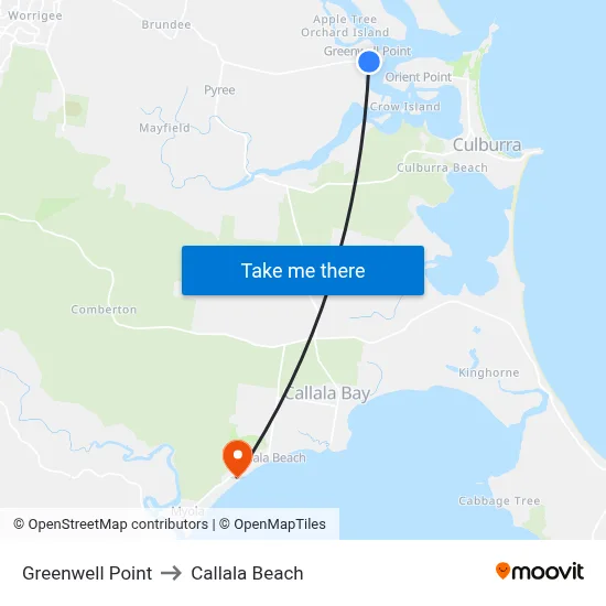 Greenwell Point to Callala Beach map