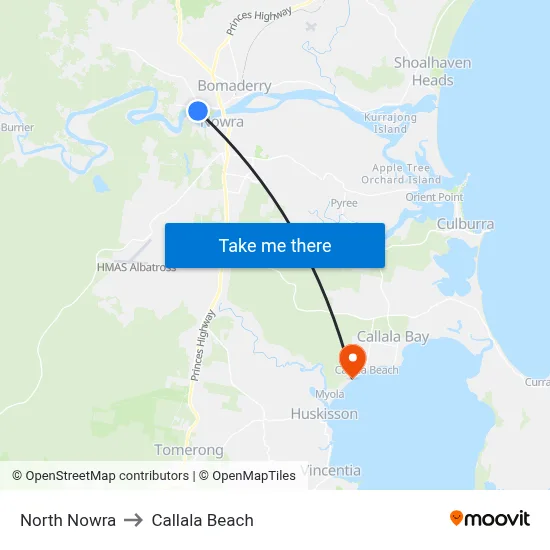 North Nowra to Callala Beach map