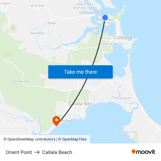 Orient Point to Callala Beach map