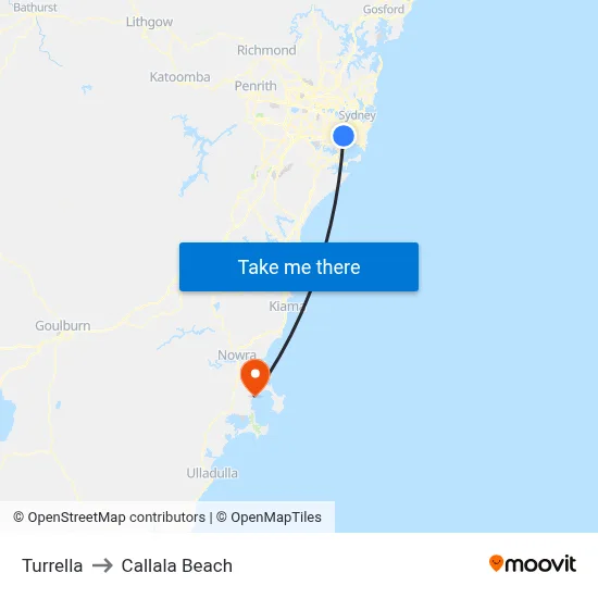 Turrella to Callala Beach map