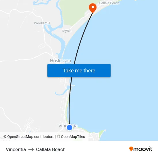 Vincentia to Callala Beach map