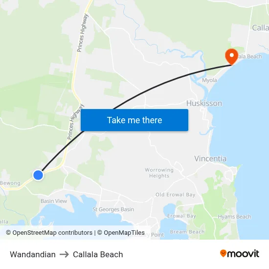 Wandandian to Callala Beach map
