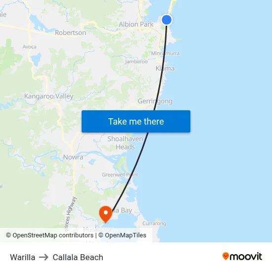 Warilla to Callala Beach map