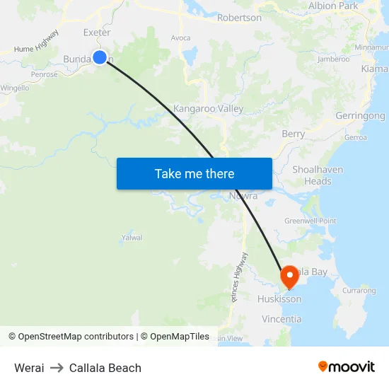 Werai to Callala Beach map