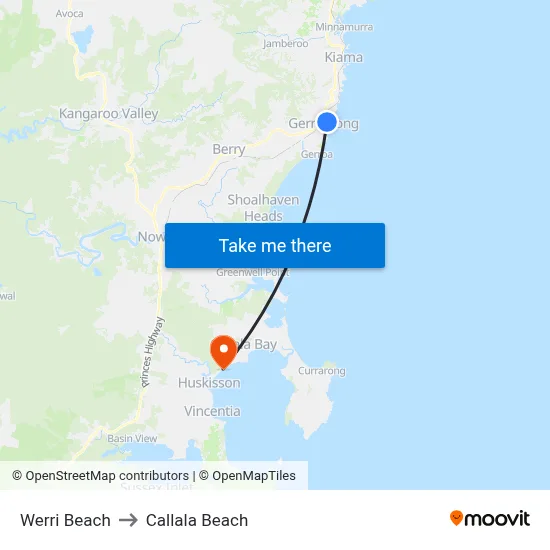 Werri Beach to Callala Beach map