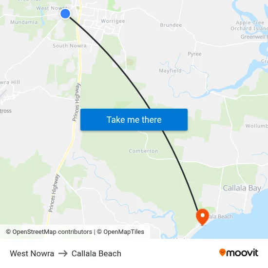 West Nowra to Callala Beach map