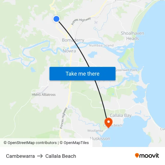 Cambewarra to Callala Beach map