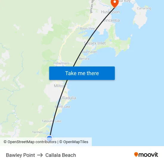 Bawley Point to Callala Beach map