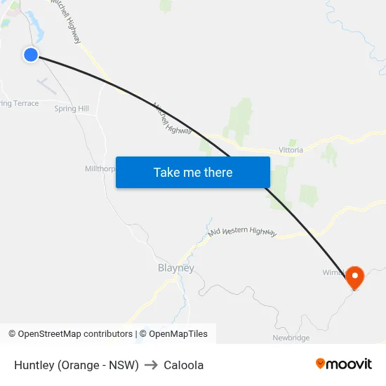 Huntley (Orange - NSW) to Caloola map