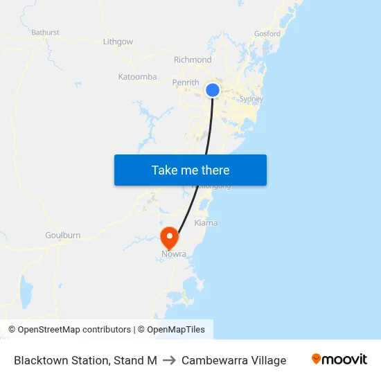 Blacktown Station, Stand M to Cambewarra Village map