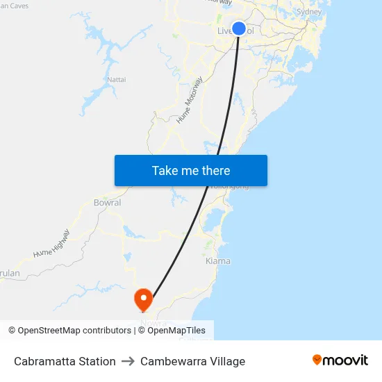 Cabramatta Station to Cambewarra Village map